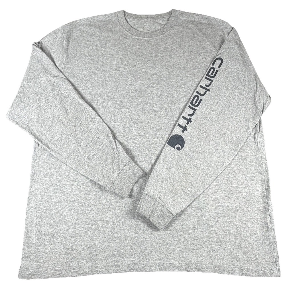 Carhartt K231 Gray Long Sleeve T Shirt Logo Workwear Pocketless Tee XL